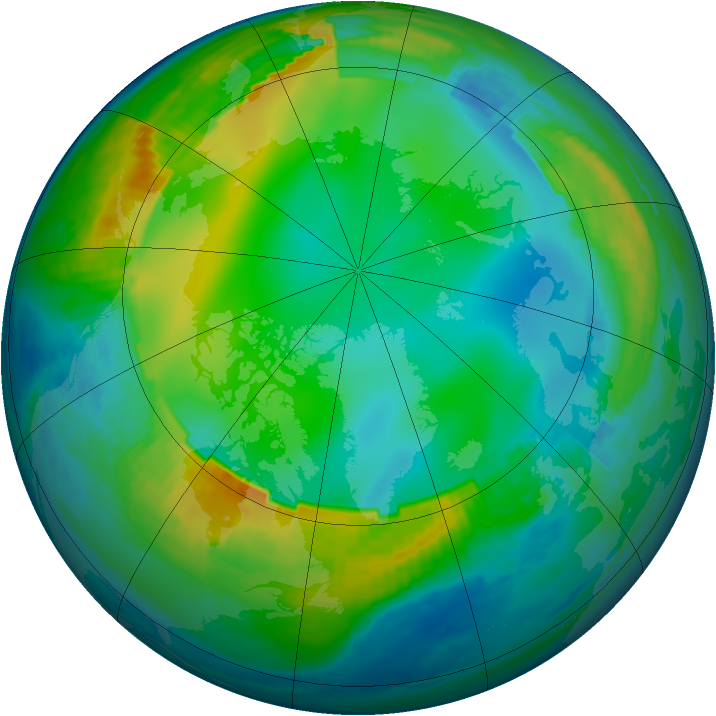 Arctic ozone map for 03 December 1988